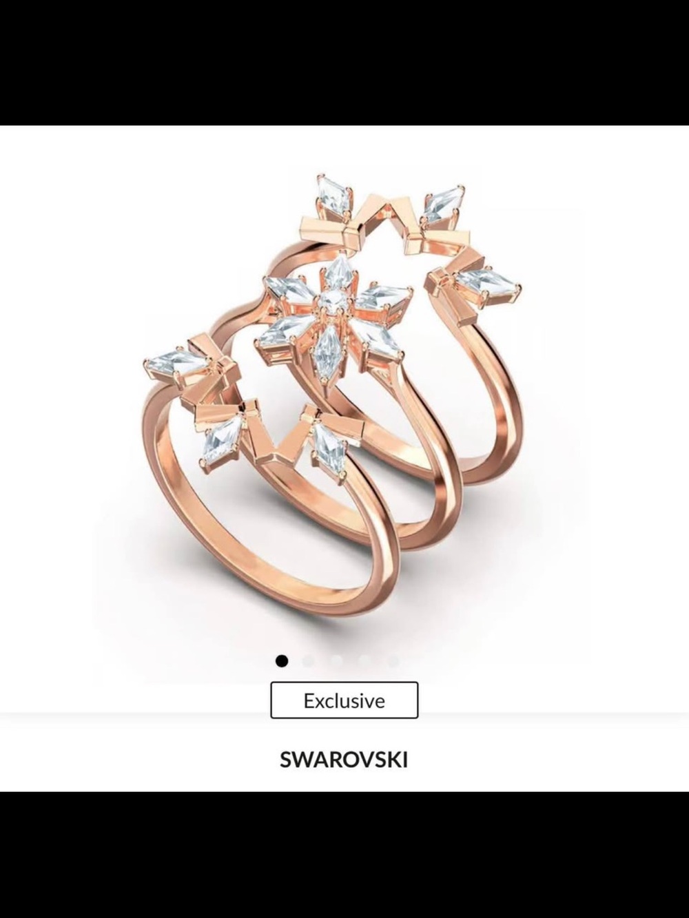 Swarovski Rose Gold Snowflake Stacking Ring with Clear Crystals - Picture 4 of 4
